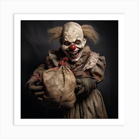 Clown Holding A Bag Art Print