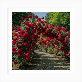 Red Roses In The Garden 1 Art Print