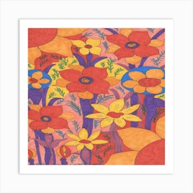 Orange Flower Garden Art Print