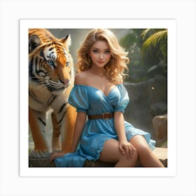 Tiger And Girl 2 Art Print