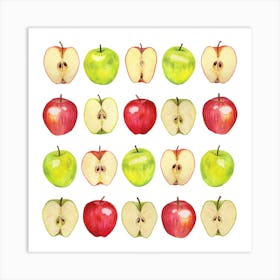 Repeat Pattern Apple Square Art Print