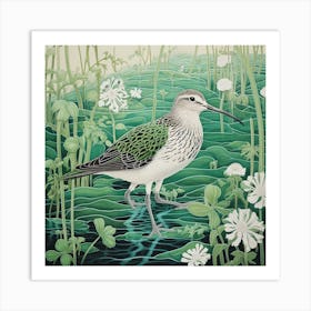 Ohara Koson Inspired Bird Painting Dunlin 3 Square Art Print