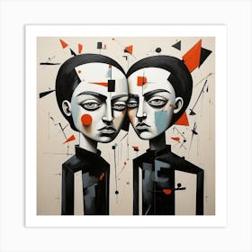 Two Faces, Couple Pop Surrealism Art Print