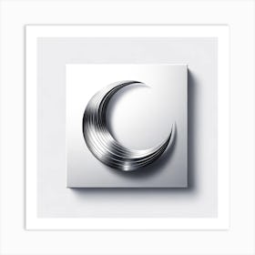 Silver Circle With A Crescent Moon Art Print