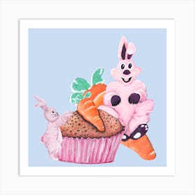 Sweet Easter Carrot Muffin Square Art Print