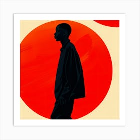 Man Walking In Front Of A Red Circle Art Print