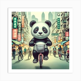 Panda On A Bicycle 3 Art Print