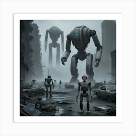 ROBOT CAPTURES THE FUTURE CITY Art Print