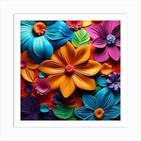 Paper Flowers Background 1 Art Print