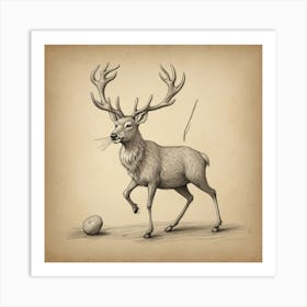 Deer With Ball Art Print