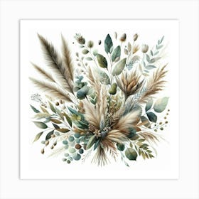 Foliage Feather Bouquet Art Print