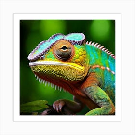 Firefly Vibrant Photorealistic Chameleon With Colorful Scales 43821 Art Print