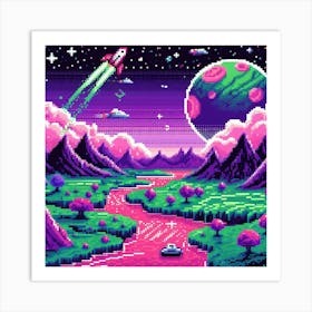 8-bit alien planet 1 Art Print