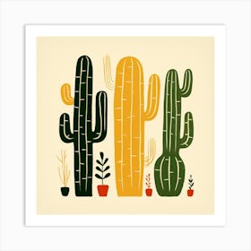 Rizwanakhan Simple Abstract Cactus Non Uniform Shapes Petrol 37 Art Print