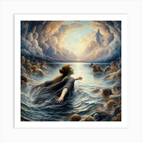 Woman In The Water 4 Art Print