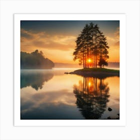 Sunrise Over Lake Art Print