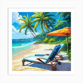 Beach Lounge Chairs Art Print