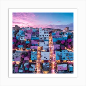 Pink City At Dusk Art Print