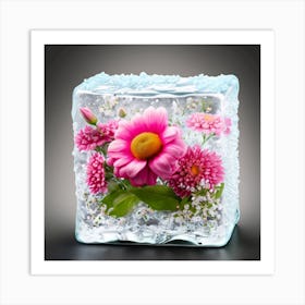 Flowers In Ice Cube 4 Art Print