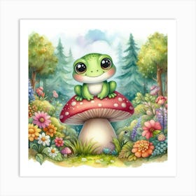 Frog On A Mushroom 1 Art Print