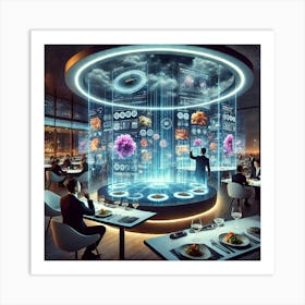 A Futuristic Restaurant Featuring Interactive Holo Art Print