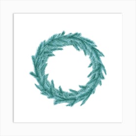 Wreath from Teal Fir Branches Art Print