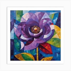 Cubist, Purple flower Art Print