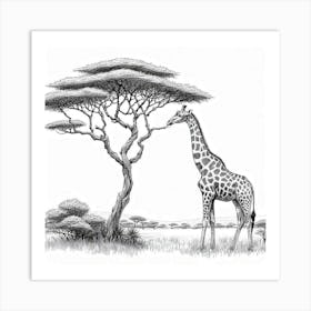 Line Art giraffe 1 Art Print