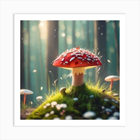 Mushroom In The Forest Art Print