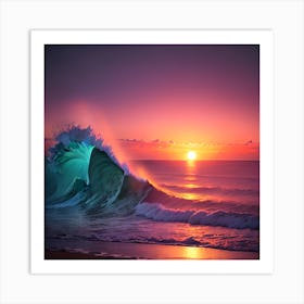 Sunset Ocean Wave Art Print