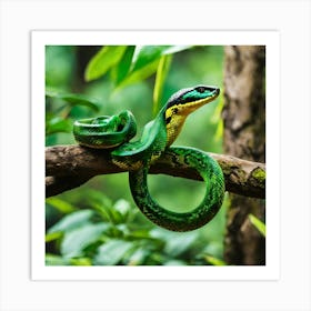 Green Python Art Print