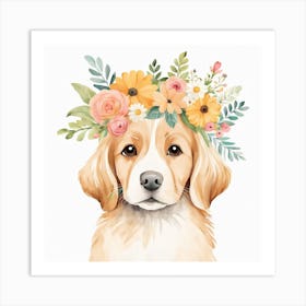 Floral Baby Dog Nursery Illustration (3) Art Print