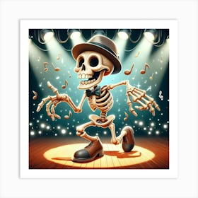 Cartoon Skeleton Dancing Art Print