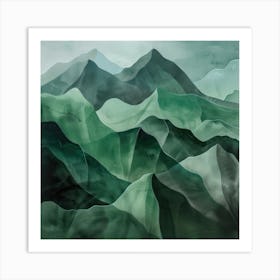 Japanese Watercolour Of Mount Haku 4 Art Print