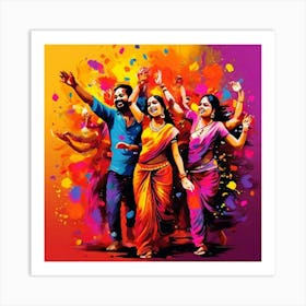 Vector Colorful Festive Celebration Joy Vibrant Culture Tradition Hindu Spring Happiness (8) Art Print