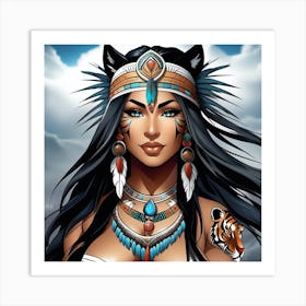 Indian Woman With Tiger Art Print