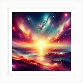 Sun Rising Over The Ocean Art Print