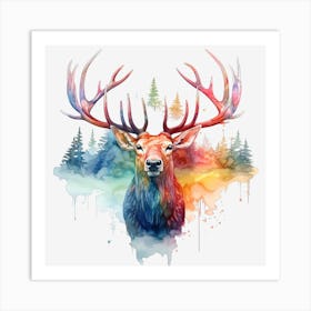 Deer Watercolor Painting 2 Art Print