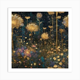 Gilded Garden Nocturnal Blooms (3) Art Print