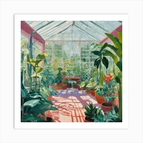 Botanical Greenhouse Series in Style of David Hockney 2 Art Print