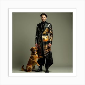 Portrait Of A Man And Dog Art Print