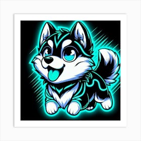 Neon Husky 3 Art Print