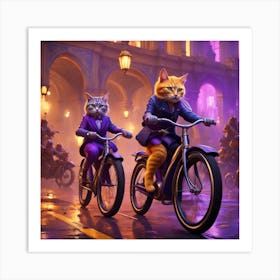 Cat Riders Art Print