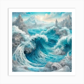 Atlantis sinking beneath the waves Art Print