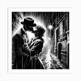 Kissing In The Rain 1 Art Print