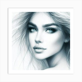 Portrait Of A Woman With Blue Eyes 1 Art Print