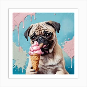 Pug Ice Cream Art Print