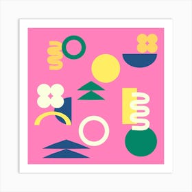 Shapes In Pink Square Art Print