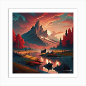 Scarlet Sunset Art Print