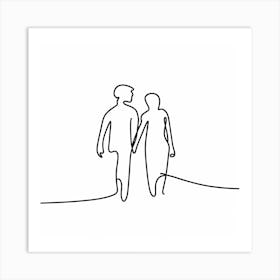 Couple Walking Hand In Hand Art Print